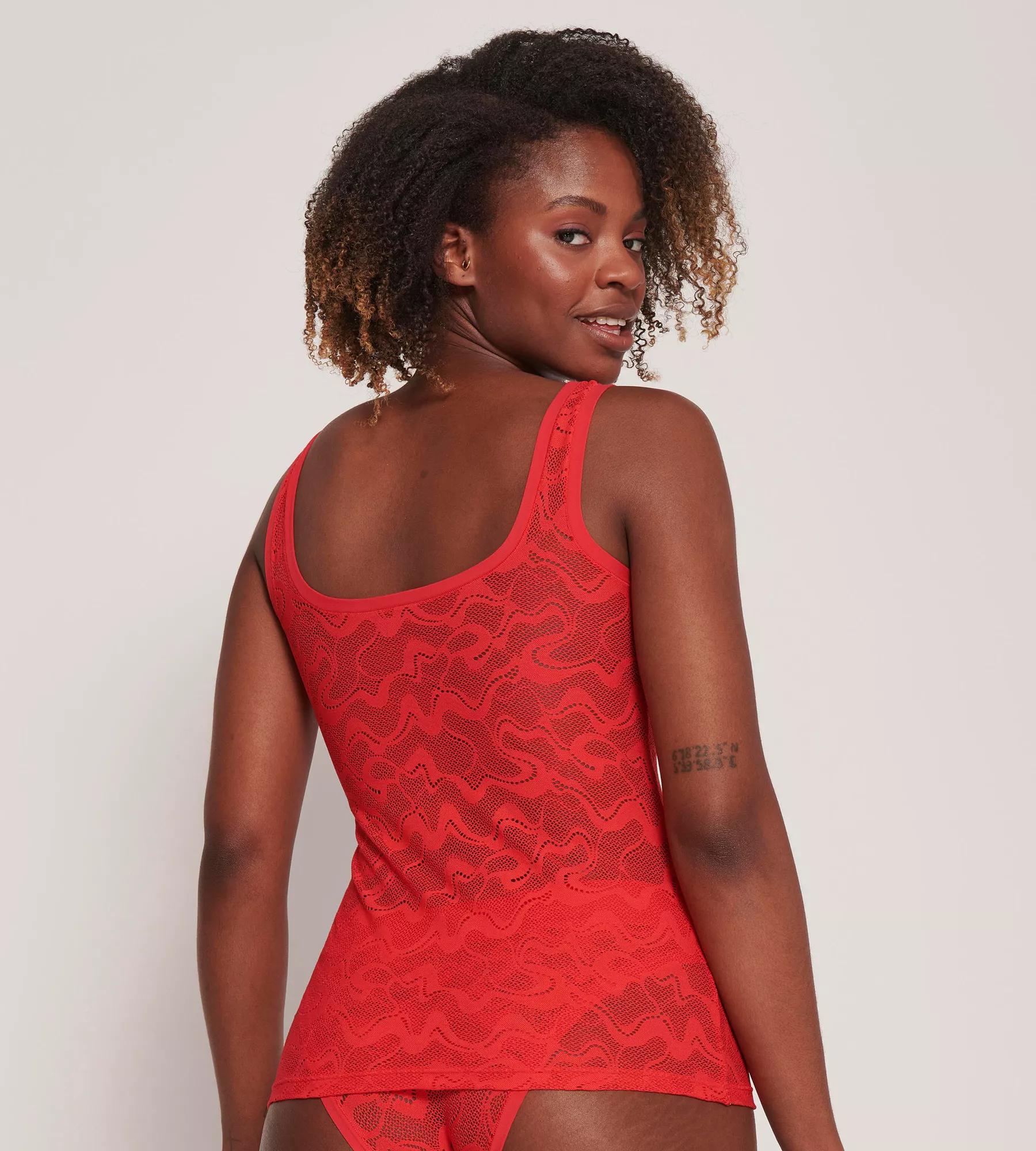 Red lace camisole clearance top