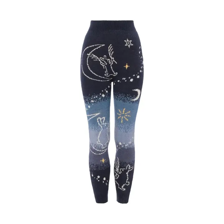 スロギー “ほっ”とアイテム(ニット柄)  9分丈ニットパンツ, ブルー, product image number 0