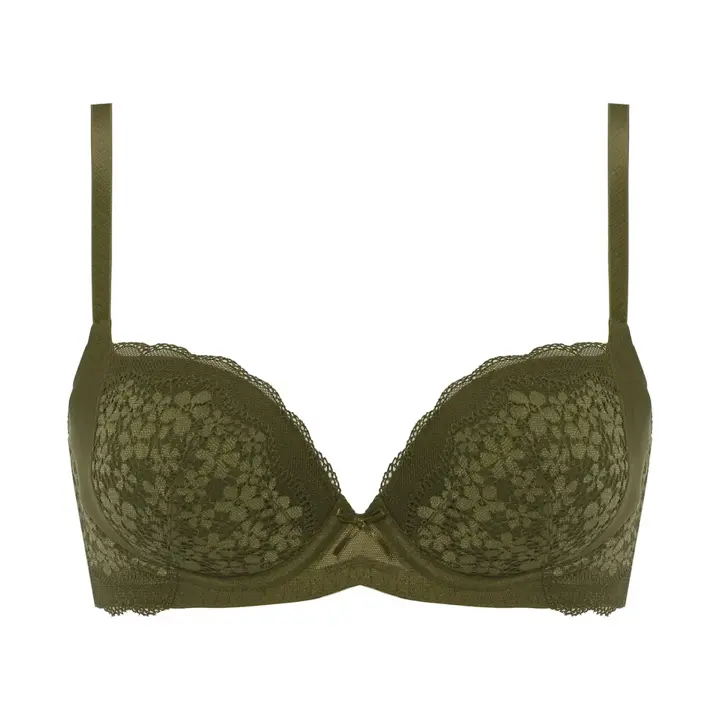 きゅっと寄せブラ ブラ＆ショーツセット デイジーレース【一部カラーSALE】, グリーン, product image number 0