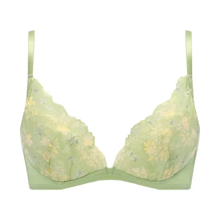 Daily Plus 胸元ぴったりブラ ブラ＆ショーツセット, グリーン, product image number 0