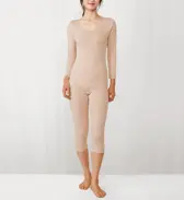 やわらか綿100インナー5310 8分袖トップ, ベージュ, model image number 1