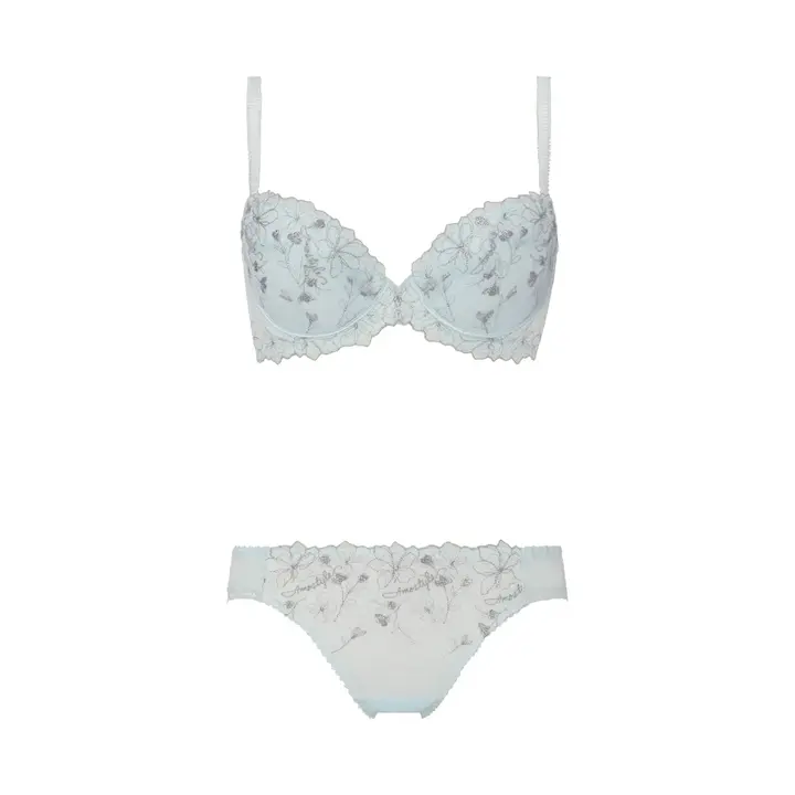 【WEB/アウトレット限定】チャーミングラマー(R) ブラ＆ショーツセット ラインアートステッチ【一部カラーSALE】, ブルー, product image number 1