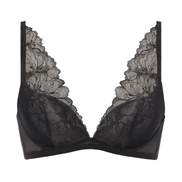 Daily Plus 雲ふわりブラ ブラ＆ショーツセット ブロッサムウィスパー, ブラック, product image number 0