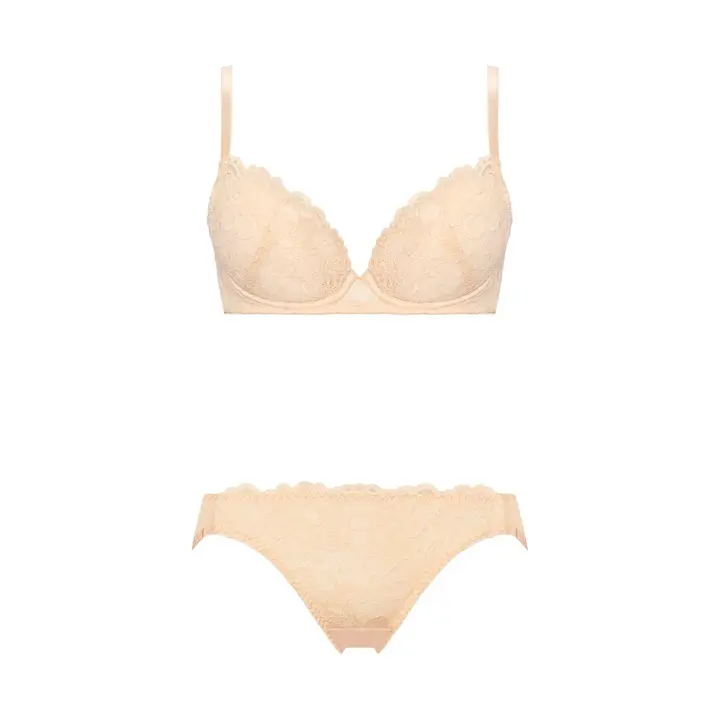 Daily AMOSTYLE 3/4カップブラ ブラ＆ショーツセット レイシーブルーム【一部カラーSALE】, ベージュ, product image number 1