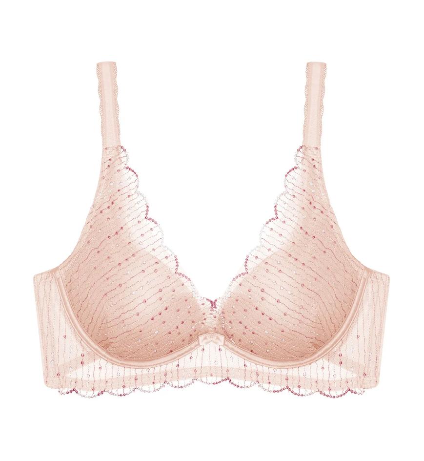 Aqua Yin Yang Non-Wired Push Up Deep V Bra in Soft Mauve