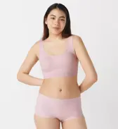 【WEB限定】綿混タイプ(スロギーG028)　カップ付きハーフトップ, ピンク, model image number 2