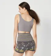 【SALE】スロギー “ほっ”とあったか(ニット柄) ハラマキ付きニットパンツ, グレー, model image number 3