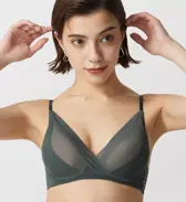 エス バイ スロギー シアー ノンワイヤーブラ, グリーン, model image number 0