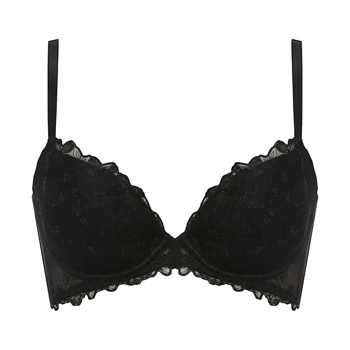 チャーミングラマー スリムライン ブラジャー チャーミングペタル, ブラック, product image number 0