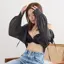 夢みるブラ ライト ブラジャー フローラルミスト, ブラック, model image number 3