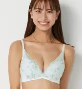 【SALE】夢みるブラ ノンワイヤー ブラジャー フローラルスペルズ, ホワイト, model image number 0