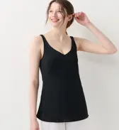 シンプルランジェリー5460 ラウンドキャミソール, ブラック, model