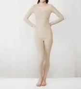 【SALE】あったか肌側綿100インナー5380 7分丈ボトム, ベージュ, model image number 0