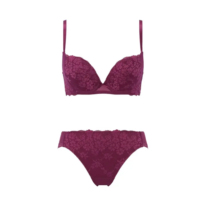 【WEB/アウトレット限定】きゅっと寄せブラ ブラ＆ショーツセット スウィンギングブーケ【一部カラーSALE】, パープル, product image number 1