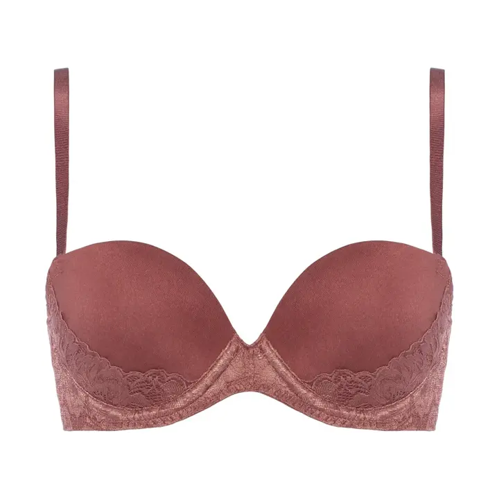 Daily AMOSTYLE スムースブラ ブラ＆ショーツセット (コンフィーレース), ブラウン, product image number 0