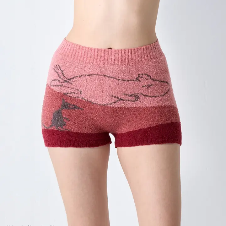 スロギーG073 ムーミン 1分丈ニットパンツ, レッド, model image number 0