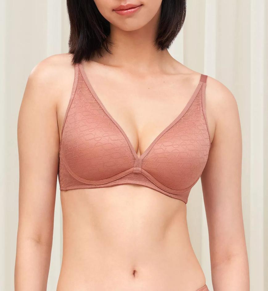 Triumph Signature Sheer Non-Wired Push Up Deep V Bra - Toasted almond - Non-wired Bra