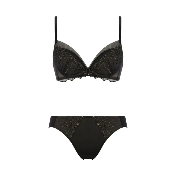 Daily AMOSTYLE デコルテビューティーブラ ブラ＆ショーツセット マイジュエリー, ブラック, product image number 1