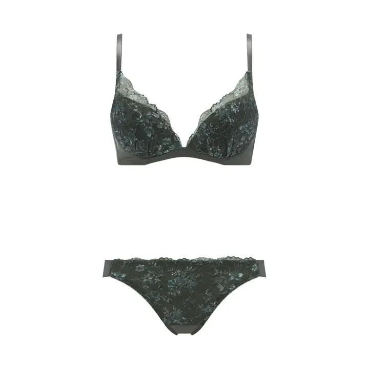 Daily Plus 胸元ぴったりブラ ブラ＆ショーツセット, グレー, product image number 1