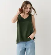トリンプ |&nbsp;エスバイ サテン タンクトップ, グリーン, model image number 1