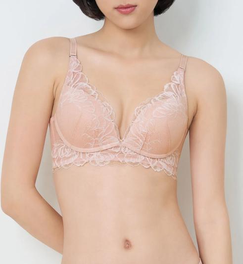 Triumph Shimmer Bloom Non-Wired Push Up Deep V Bra - Soft mauve - Non-wired Bra