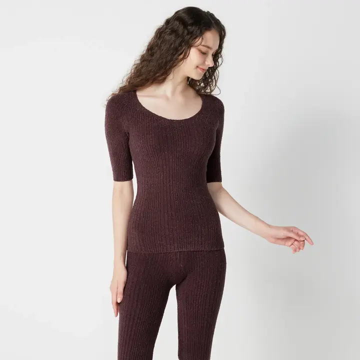 【SALE】スロギー ニット無地リブ 5分丈ニットパンツ, 7753, model image number 1