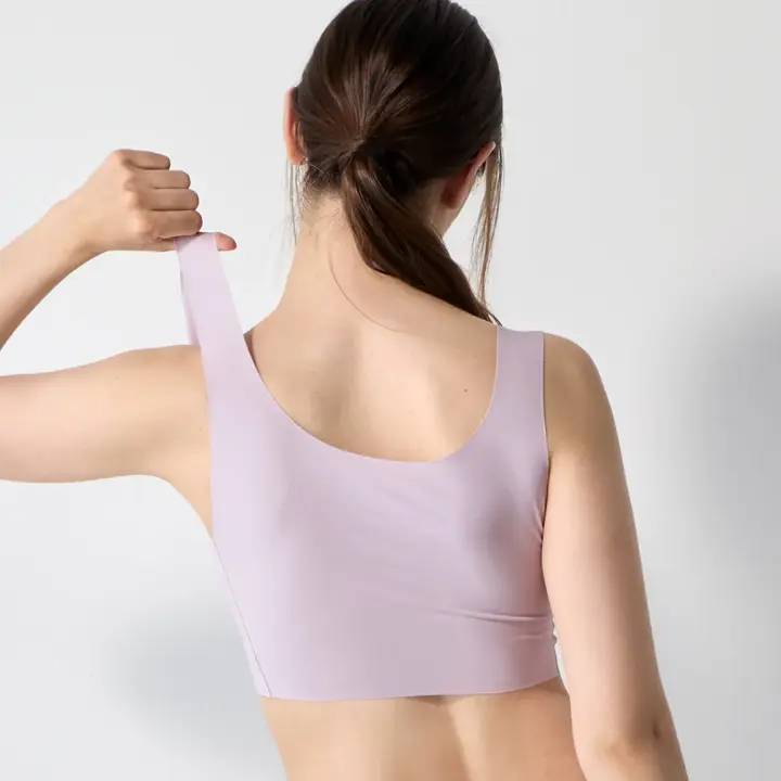 【WEB限定】綿混タイプ(スロギーG028)　カップ付きハーフトップ, パープル, model image number 4