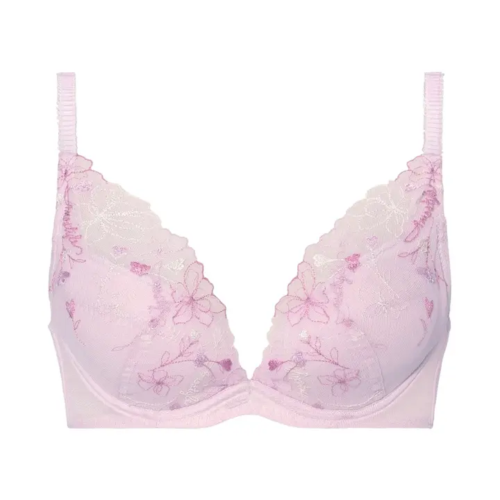 【WEB/アウトレット限定】チャーミングラマー(R)スリムラインDeepV ブラ＆ショーツセット ラインアートステッチ【一部カラーSALE】 【一部カラーSALE】, パープル, product image number 0