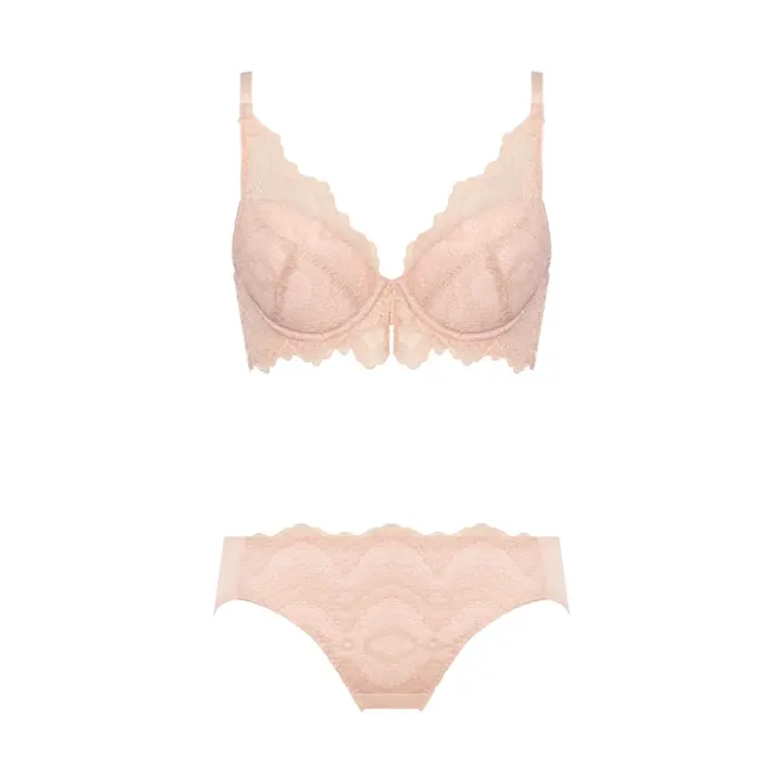 Daily AMOSTYLE 3/4カップブラ ブラ＆ショーツセット ウェーブラティス, ピンク, product image number 1