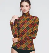 【SALE】あったかハイネックインナー5390 10分袖トップ(柄), , model image number 1