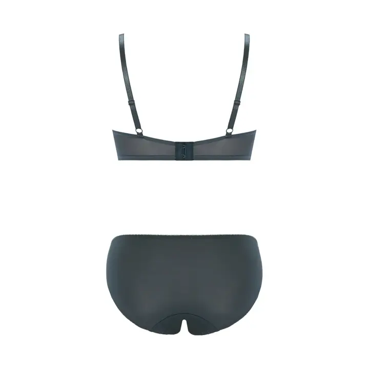 Daily Plus らくふわノンワイヤー ブラ＆ショーツセット, グレー, product image number 2