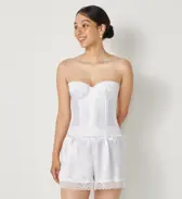 ブライダルインナー コサージュ(ウエディング)ロングブラ, ホワイト, model image number 1