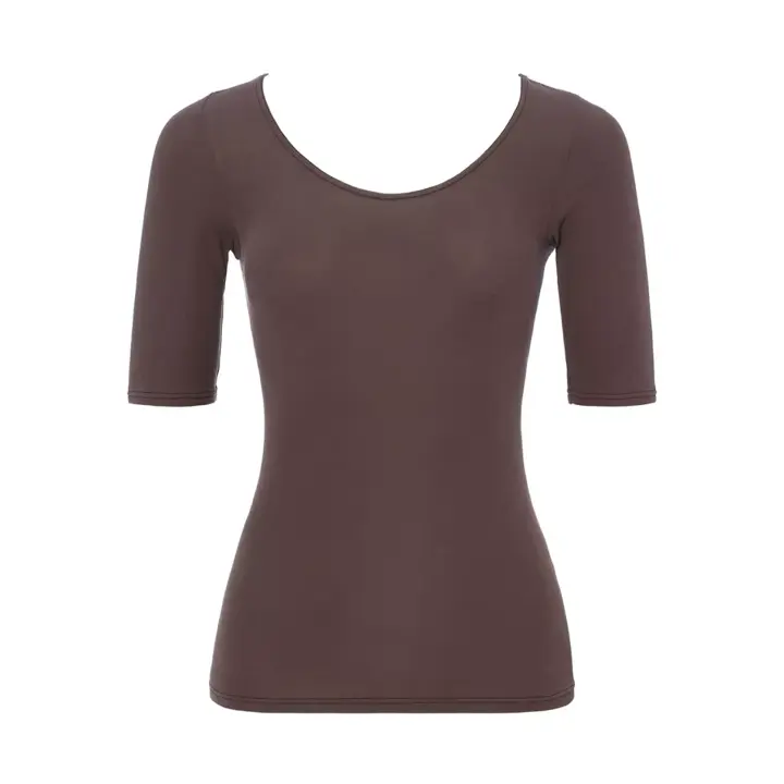 【SALE】あったか肌側綿100インナー5380 5分袖トップ, ブラウン, product image number 0