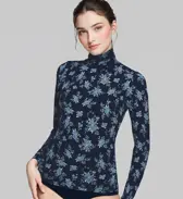 【SALE】あったかハイネックインナー5390 10分袖トップ(柄), , model