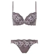 【SALE】3/4カップブラ ブラ&ショーツセット（フラワーアレンジメント）【WEB・一部店舗限定】, グレー, product image number 1