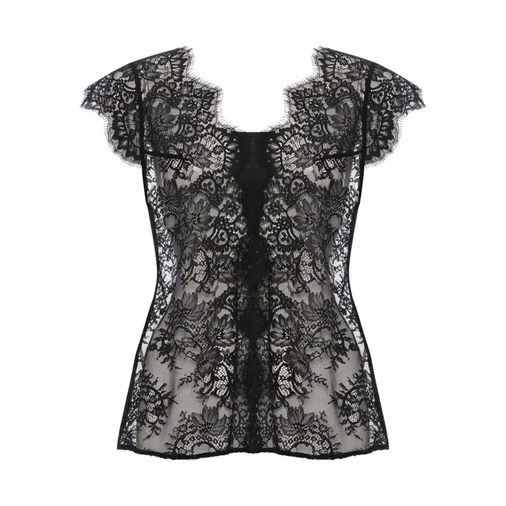 フロラーレ リュクス5025 フレンチ袖トップ, ブラック, product image number 0