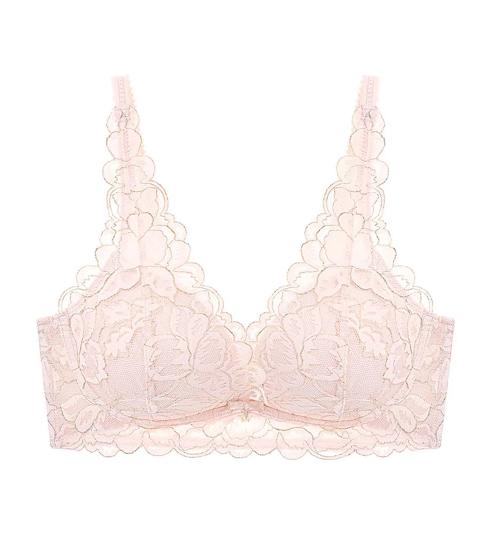 Triumph Luxe Lace Non-Wired Deep V Push Up Bra - Brushed pink - Non-wired Bra