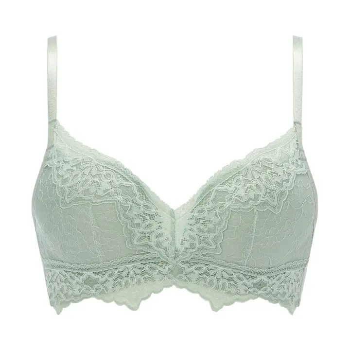 Daily Plus らくふわノンワイヤー ブラ＆ショーツセット, グリーン, product image number 0