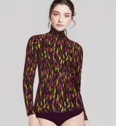 【SALE】あったかハイネックインナー5390 10分袖トップ(柄), , model image number 0