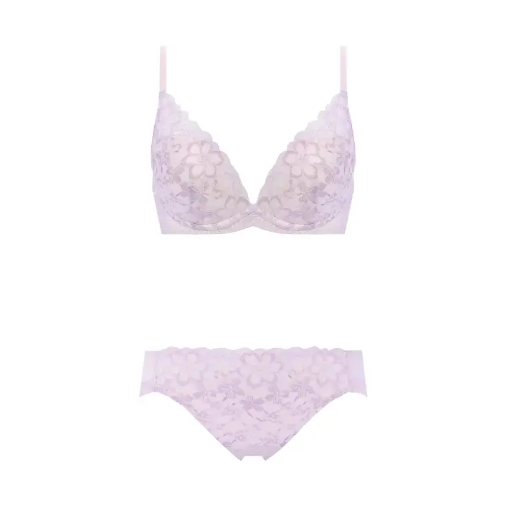 夢みるブラ(R) ノンワイヤー ブラ＆ショーツセット ドリームデイリリー【一部カラーSALE】, パープル, product image number 1