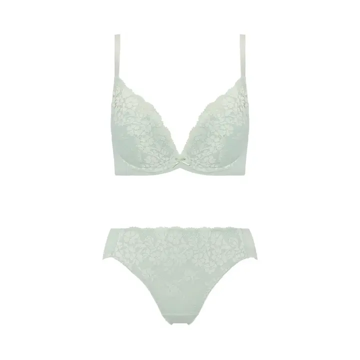 【WEB/アウトレット限定】夢みるブラ DeepV ブラ＆ショーツセット スウィンギングブーケ【一部カラーSALE】, グリーン, product image number 1