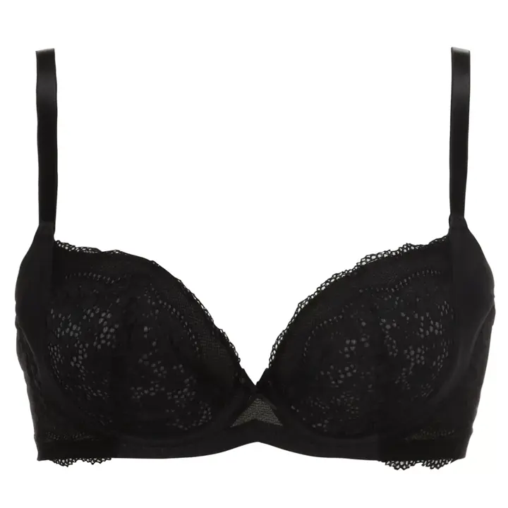 きゅっと寄せブラ ブラ＆ショーツセット デイジーレース【一部カラーSALE】, ブラック, product image number 0