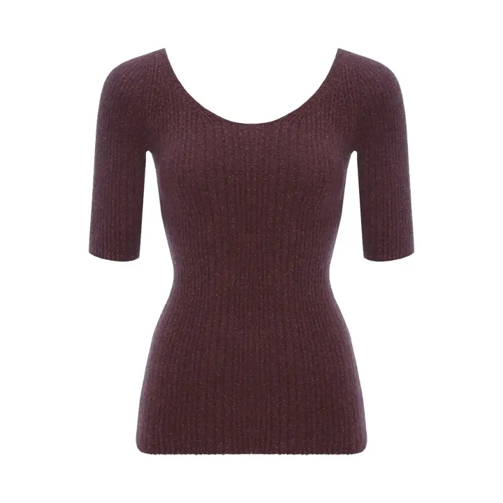 【SALE】スロギー ニット無地リブ 5分丈インナートップ, 7753, product image number 0