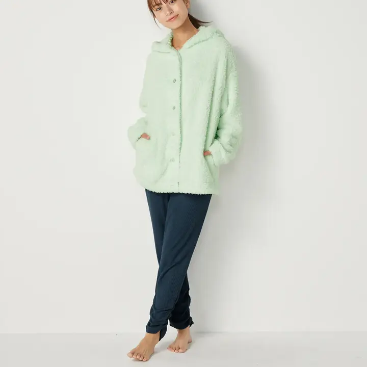 【SALE】もこもこパーカー, グリーン, model image number 0