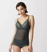 エス バイ スロギー シアー カップ付きキャミソール, グリーン, model image number 0