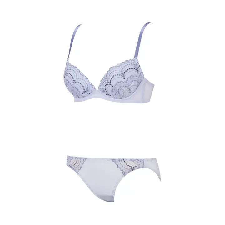 【SALE】エントリーコレクション 寄せブラ ブラ＆ショーツセット(ロマンティック トリム), ブルー, product image number 2