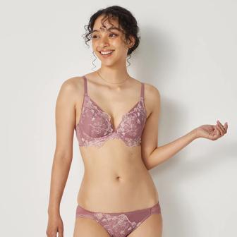 【SALE】DeepV ブラジャー(パッドなし) グレースフルフラワー, ピンク, model image number 1