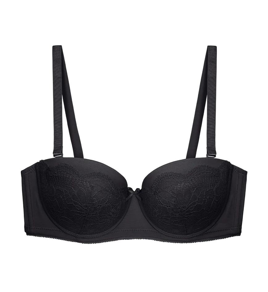 Style Dorothy Wired Push Up Detachable Bra in Black