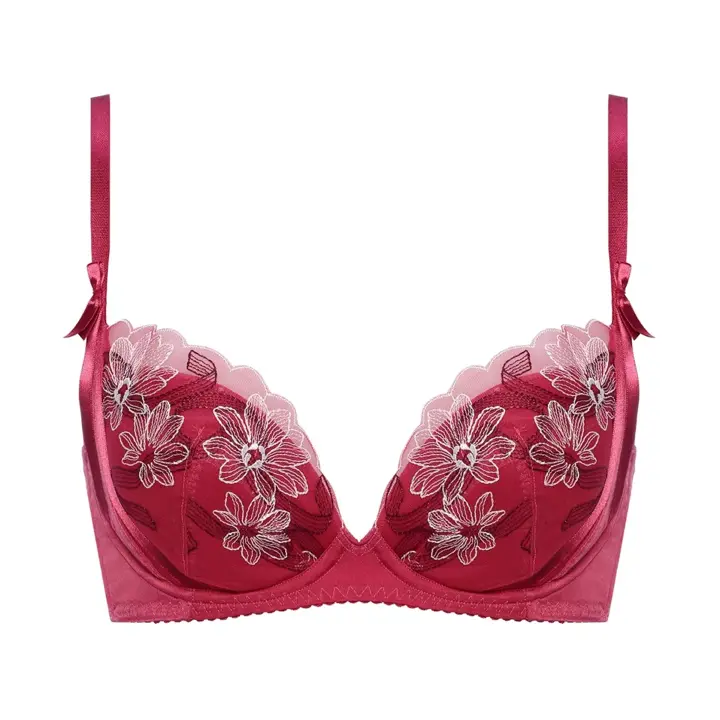 【SALE】きゅっと寄せブラ スウィートガーベラ, レッド, product image number 0