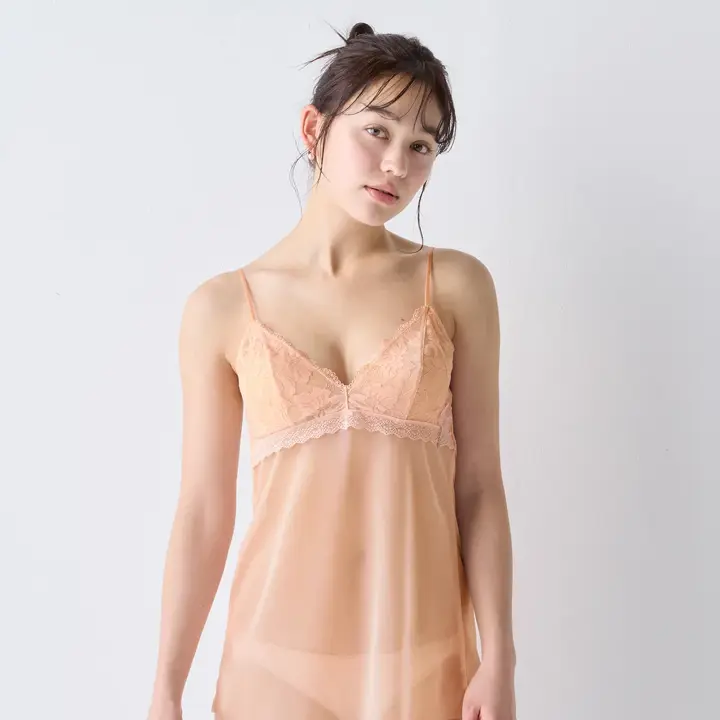 ロングキャミソール2 フルブルーム, オレンジ, model image number 0